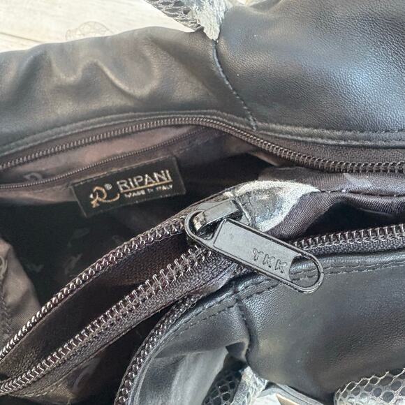 Ripani Y2K Purse Satchel Black Silver Metallic Leather Glam Reptile Avant Garde - Picture 15 of 17